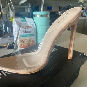 Nude clear strap heels - SIZE 7